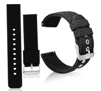 SKISUNO 2pcs Quick Release Watch Band Replacement for Men Silicone and Nylon Straps with Adjustable Stainless Buckle Flexible Skin-friendly Wristbands for Sports and Casual Wear