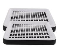SKISUNO 2pcs Rabbit Litter Box Pet Toilet Potty Trainer with Detachable Grids Double-layer Design Easy to Carry Open Space Pp Material for Small Pets and Hamsters