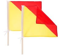 SKISUNO 2pcs Red Yellow Signal Flags 35x35cm Military Training Handheld Commanding Flags with 50-60cm Poles for Performance, Racing, Referee and Match Signal Use
