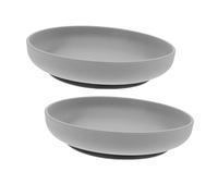 SKISUNO 2Pcs Silicone Suction Cup Plates for Seniors Spill Dinnerware with Antitip Design Safe Easy to Dish for Elderly and Disabled Self Feeding Dark Grey
