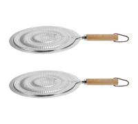 SKISUNO 2pcs Simmer Plate for Gas Hob with Lightweight Wood and Iron Construction Pan Insulation Pad Featuring Heat Insulation and Fine Workmanship for Home Coffee Use