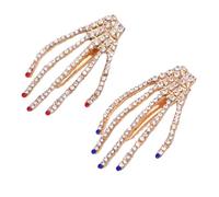 SKISUNO 2pcs Skeleton Claw Hair Clips Halloween Hairpin for Women Red and Blue Punk Style Hair Accessories