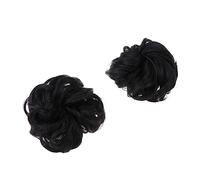SKISUNO 2pcs Synthetic Hair Bun Ring Tool for Women Black Chignon Hair Plate Delicate Headdress Design for Ballet Dancers and Everyday Use