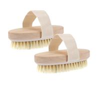 SKISUNO 2Pcs Wooden Bath Brush Exfoliating Shower Brushes with Stiffness Bristles for Deep Cleansing Stimulating Skin and Improving Circulation for Spa and Home Use
