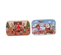 SKISUNO 2Pcs Wooden Jigsaw Puzzle DIY Cartoon Christmas for Hand Eye Coordination and Cognitive Development Safe Eco Friendly Material Bright Colors for Childrens Learning and Play