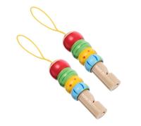 SKISUNO 2pcs Wooden Whistle with Lanyard for Educational Musical Playthings to Develop Lung Capacity and Creativity Cute Cartoon Design Gift for Boys