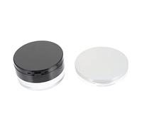 SKISUNO 2sets Loose Powder Case Makeup Powder Containers Mirror Puff for Body Face Black Silver