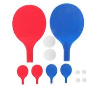 SKISUNO 3 Sets Lightweight Table Tennis Paddles and Balls for Easy Grip Plastic Pong Bats with Small Sized Red and Blue Rackets and White Balls Practice and Play Set for Young Players