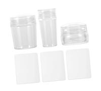 SKISUNO 3 Sets Reusable DIY Nail Stamper Manicure Tool Kit with Transparent Handle Silicone Nail Art Stampers for Professional Salon and Home Use