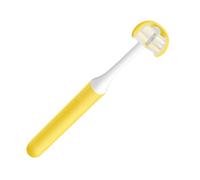 SKISUNO 3-Sided Adult Manual Toothbrush with Soft Bristles, 3D U-Shape Oral Cleaner for Comprehensive Teeth and Gum Care, Yellow Handle for Effective Plaque Removal and Daily Use