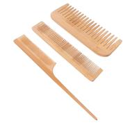 SKISUNO 3Pcs Bamboo Hair Comb with Fine and Wide Teeth Rat Tail Styling Comb for Home Salon and Mens Hairdressing Scalp Massage Brush for Daily Care and Improved Circulation