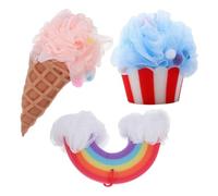 SKISUNO 3pcs Bath Ball for Women Body Shower Sponge Cartoon Ice Cream Shape Pe Sponge Washable with Thick Foam Details Fine Craftsmanship for Bath and Cleaning Your Body