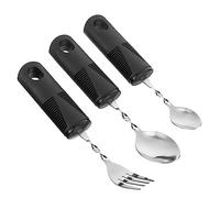 SKISUNO 3pcs Bendable Cutlery for Elderly Ergonomic Utensils for Disabled Adults Adaptive Eating Tools Portable Fork and Spoon Kit for Hand Injuries and Neurological Patients