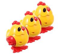 SKISUNO 3Pcs Cartoon Wind Up Jumping Chicken Clockwork Animal Playthings for Interactive Educational to Enhance Tactile Skills and Color Discrimination