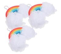 SKISUNO 3Pcs Colorful Rainbow Bath Sponges for Exfoliating Body Scrubber with Soft Cartoon Design Gentle Skin Massage and Dead Skin Removal Bright Multi-Color Shower Sponge