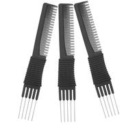 SKISUNO 3pcs Hair Comb Mens Combs Multipack Carbon Fiber Static Rat-tail Hair Tools
