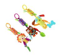 SKISUNO 3pcs Infant Bedside Bells Animal Toys for Baby Bed Rotating Cartoon Lion Dog Owl Rattles Suitable for 0-1 Year Old Babies