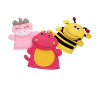 SKISUNO 3pcs Kids Shower Scrubber Exfoliating Bath Mitts Set Cartoon Design Soft Sponge Gloves for Toddlers for Baby Bath Time Random Style