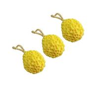SKISUNO 3Pcs Natural Honeycomb Bath Sponge Set Brush for Exfoliating Massaging Cleansing Safe for Adults Durable Chemical Yellow