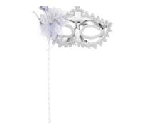 SKISUNO 3pcs Silver Crystal Half Face Mask for Women, Comfortable to Wear Plastic Party Handheld Mask with Creative Pattern Design, for Venice Ball Party and Halloween