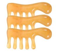 SKISUNO 3pcs Wide Tooth Scalp Comb Hair Massager for Shoulder and Hair with Resin Material and Massage Effect, Khaki Relaxation Comb That Does Not Damage Scalp