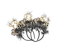 SKISUNO 3pcs Year Headband Sparkly Star Sequin Hair Hoops Black Gold Party Accessories Lightweight Durable for Festival Photo Props and Elegant Celebrations