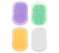 SKISUNO 4 Boxes Portable Hand Washing Soap Sheets with Storage Case Lightweight Disposable Travel Soap Slices for Easy Sanitation with Lavender Milk and Lemon Scents Random Color