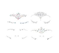 SKISUNO 4 Sheets Acrylic Face Gems Stickers Self Adhesive Rhinestone Makeup Decors for Eyes Face Body and Nails Reusable Facial Rhinestone Stickers for Festivals and Parties