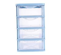 SKISUNO 4 Tiers Plastic Drawer Storage Cabinet Dust-proof Desktop Storage Box Office Sundries Organiser for Bedroom Craft Space-saving Blue 30.5x17.5 CM