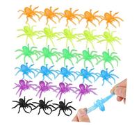 SKISUNO 48 Pcs Stretchy Tpr Small Fake Spiders Halloween Decoration Realistic Spidery Prank Party Favors Classroom Prizes Goodie Bag Fillers