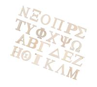 SKISUNO 48pcs Greek Alphabet Wooden Learning Tiles Educational Block Letters for Letter Recognition Word Games Smooth Surface Portable Storage Set