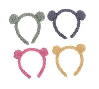 SKISUNO 4pcs Bear Ear Headbands Cute Hair Accessories for Face Washing and Makeup Soft and Lightweight Hair Hoops for Women Adorable Bear Ear Hairbands in Yellow Green and Blue