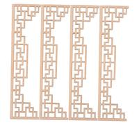 SKISUNO 4pcs Building Model Hanging Doll House Architecture Model Materials Miniature Decoration Chinese Wall Decor Mini Furniture Onlay Decals Beige Wood