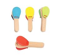 SKISUNO 4pcs Castanets for Early Educational Musical with Safe Polished Surface Percussion Instruments for Sensory Development and Hearing Skills