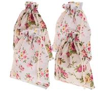 SKISUNO 4pcs Cotton and Linen Lavender Sachet Bags Drawstring, Breathable Material for Packaging Dried Flowers and Stones, Multi-functional Use for Birthdays and Home Fragrance