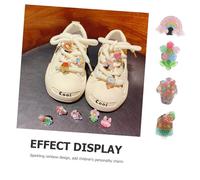 SKISUNO 4pcs Detachable Shoe Charms Decorative Buckles Bling Glitter Princess Style Accessories for Sneakers Sandals with Rainbow Ice Cream Flower Cake Designs
