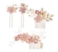 SKISUNO 4pcs Flower Bridal Hair Pins Romantic Bride Headdress Elegant Hair Comb Stick Accessories for Wedding Decor Delicate Design Floral Headpiece