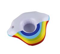 SKISUNO 4PCS Inflatable Floating Cloud Rainbow Drink Cup Holders PVC Reusable Pool Party Accessories for Beach Swimming Hot Tub Use