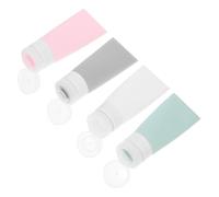 SKISUNO 4pcs Silicone Travel Bottles Portable Refillable Containers for Shampoo Lotion and Toiletries Lightweight and Travel Bottles for