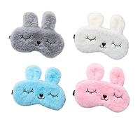 SKISUNO 4pcs Sleeping Eye Mask for Men Women Fluffy Nap Blindfold Eye Patches for Office Students