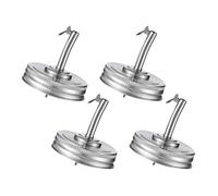 SKISUNO 4pcs Stainless Steel Oil Pour Spout Lids Replacement for Mason Jars with Silicone Seal Jar Spout Lid for Oil Vinegar Syrups Liquor Storage in Kitchen and Bar