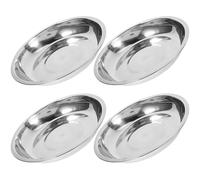 SKISUNO 4Pcs Stainless Steel Wide Shallow Dog and Cat Bowls 7.09In Diameter with Smooth Surface and Multi-Use Design for Feeding Puppies and Kittens