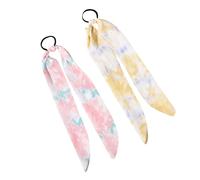 SKISUNO 4pcs Tie-dye Mixed Hair Ropes Silk Hair Loop Headband Soft Bands Girls Accessories