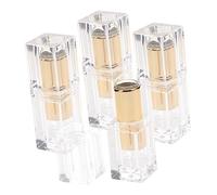 SKISUNO 4pcs Transparent Lipstick Tubes Small Portable Lip Balm Containers for Homemade Cosmetics Easy to Refill Lipstick Storage for Travel and Daily Use
