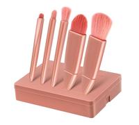 SKISUNO 5-piece Travel Makeup Brush Set Portable Foundation Lip and Eyeshadow Brushes Vegan Synthetic Bristles Blush and Concealer Applicators for On-the-go Makeup
