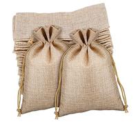 SKISUNO 50Pcs Drawstring Hessian Bags Reusable Burlap Pouches for Weddings Parties Christmas and Daily Storage Natural Color for Crafting and DIY Projects