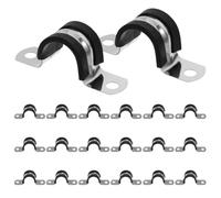 SKISUNO 50pcs Stainless Steel U-Shaped Pipe Clamp with Integrated Rubber Insulation, Absorbs Vibrations and Prevents Abrasion, Suitable for Plastic Pipes and Mechanical Systems, Black