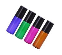 SKISUNO 5ml Amber Glass Roller Bottles 4pcs Portable Refillable Cosmetic Sub Bottles Travel Essential Oil Dispenser Containers for Personal Care Random Color