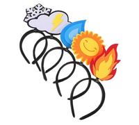 SKISUNO 5pcs Soft Felt Funny Headband Novelty Flame Water Drop Sun Cloud Snowflake Hairband for Holiday Birthday Party Decorations