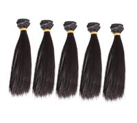 SKISUNO 5pcs Straight Hair Doll Wig Black Heat Resistant Wigs for Diy Craft Projects Durable Handmade Extensions for Dolls Fantasy Hair Accessories
